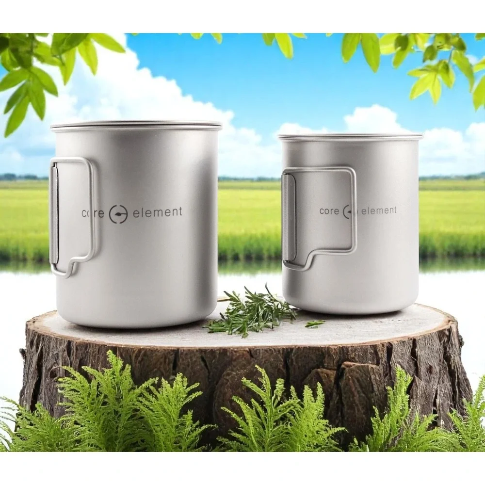 2-PACK 100% Titanium Cookware Set Mug 15oz 450ml + 25oz 750ml Cup Mug Ultralight